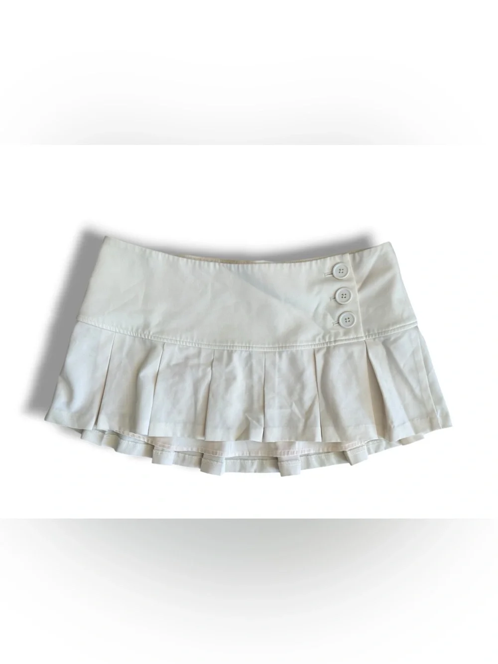 Guizio Pleated Micro Mini‎ Skirt Y2K Ivory Medium